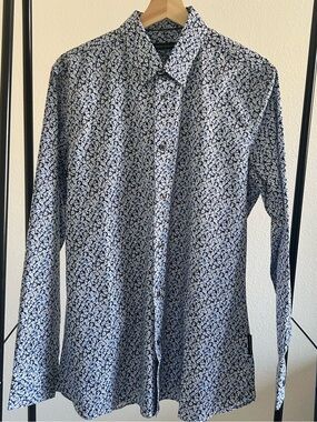 French Connection Blue Ditzy Floral Button Up Shirt NWT Medium